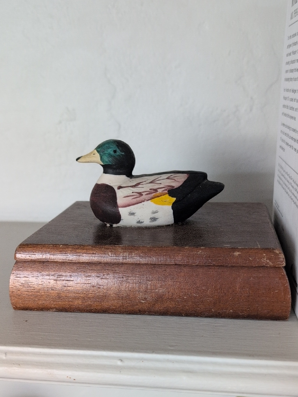Vintage Deck Of Playing Card Wooden Box With Duck